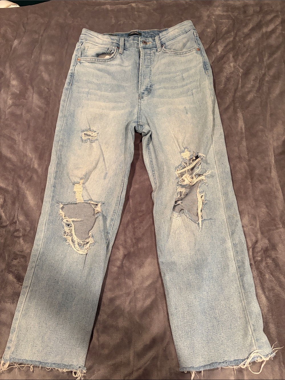 wild fable Light Blue Straight Leg Ripped Jeans